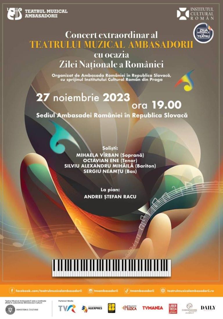 Concert extraordinar al Teatrului Muzical Ambasadorii cu ocazia Zilei Naționale a României